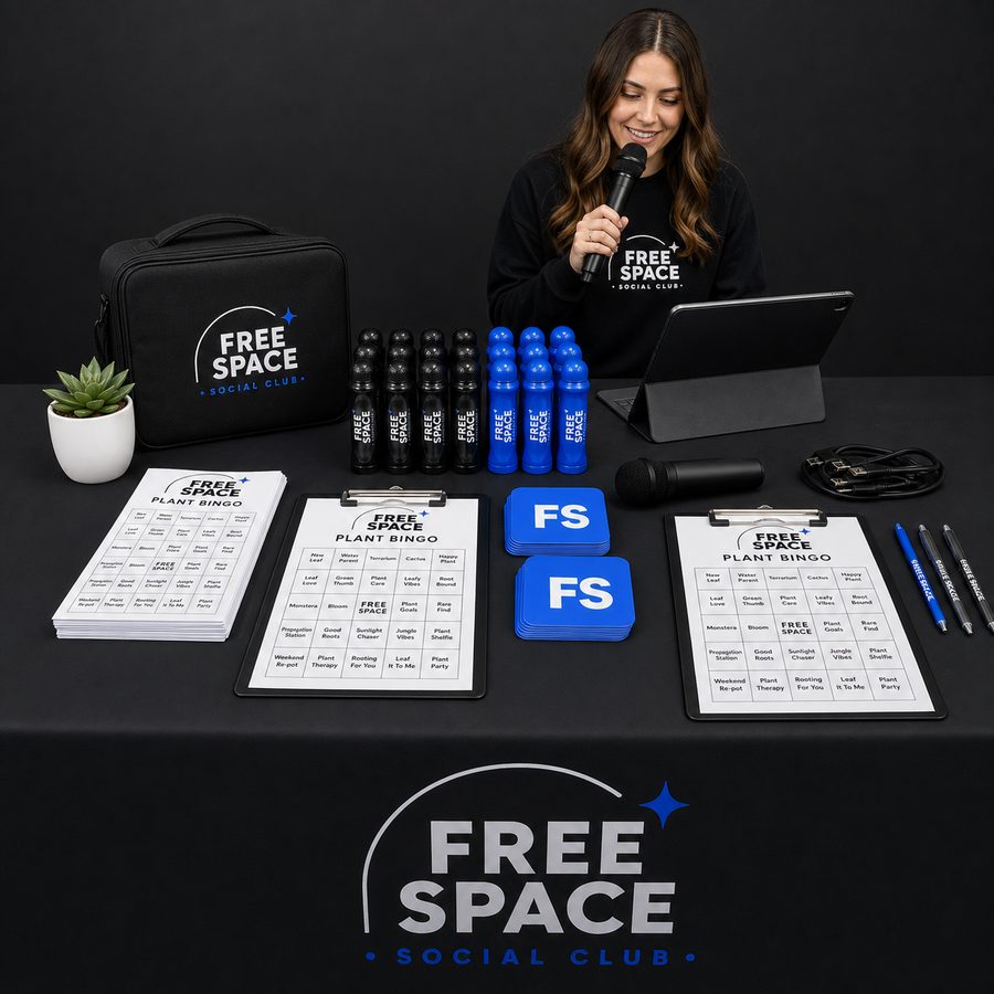 Free Space check-in table with bingo kits
