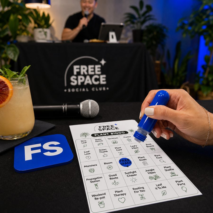 Dauber marking a Free Space bingo card