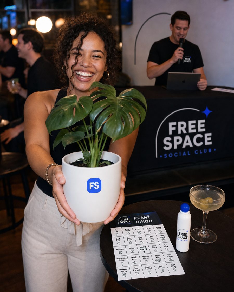 Guest smiling with her prize plant